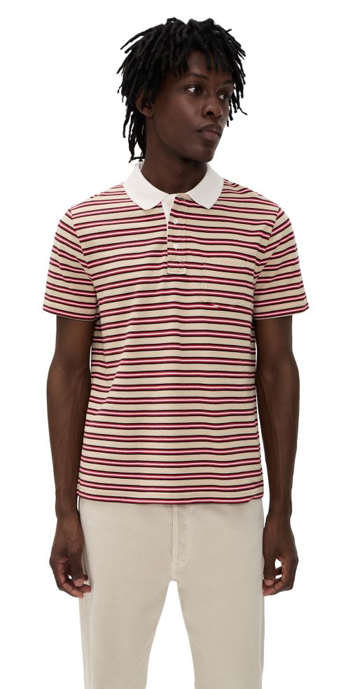 A. P.C. Oscar Striped Polo Shirt Bac Dark Beige