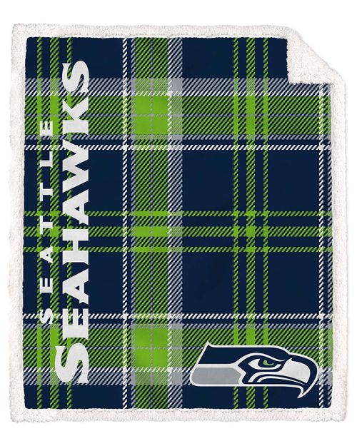 Seattle Seahawks Nfl Team Classic Plaid Sherpa Throw