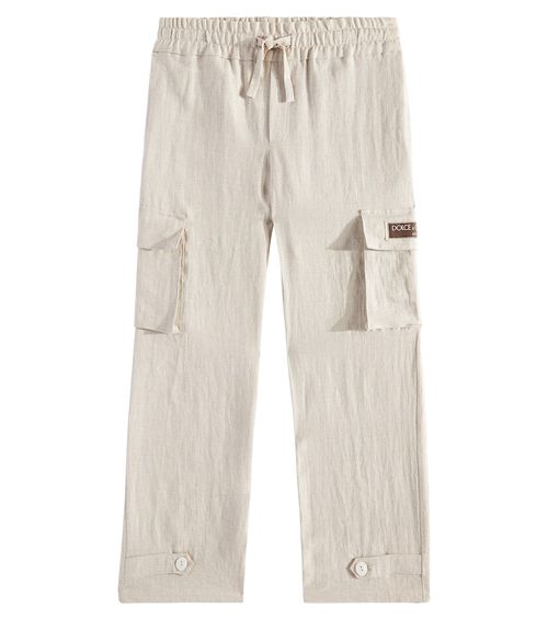 Logo linen cargo pants