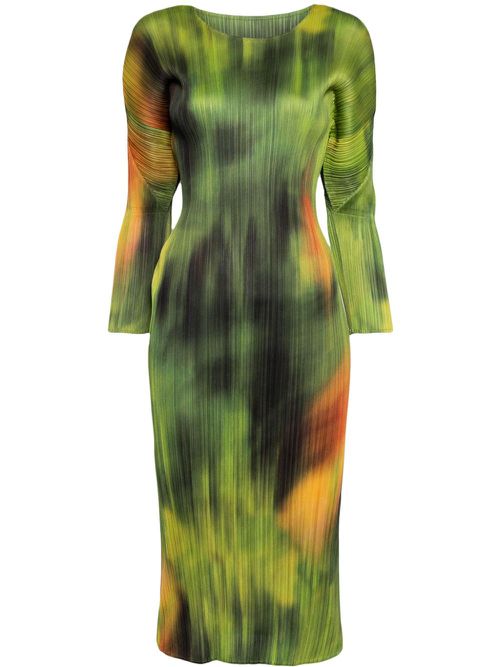 Turnip & Spinach plissé midi dress - Green
