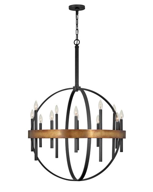 Weathered Brass LED Chandelier from the Wells Collection
