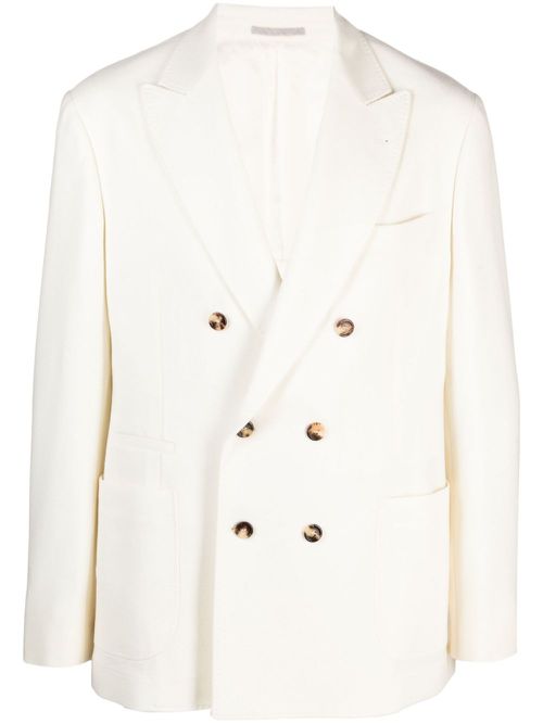 Peak-lapel double-breasted blazer - White