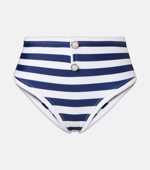 Grace striped high-rise bikini bottoms