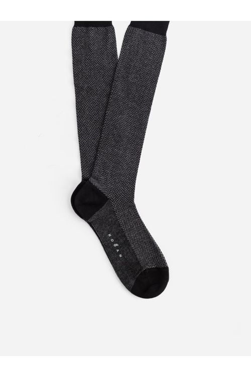 Jacquard Chevron Socks — Black