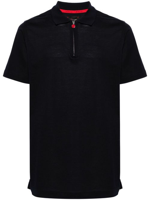 Half-zip piqué polo shirt - Blue