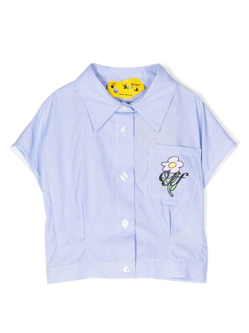 Striped embroidered shirt - Blue
