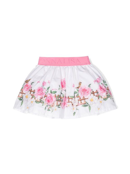 Logo-waistband cotton skirt - White