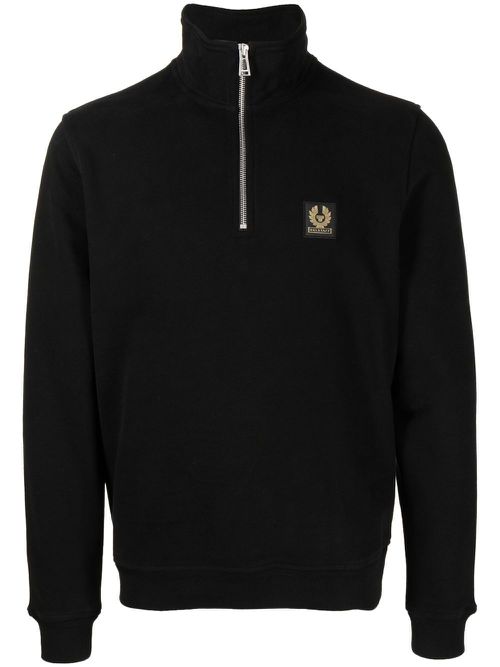 Logo-patch stand-collar sweatshirt - Black