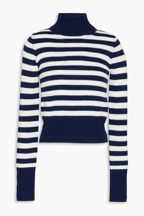 Striped wool turtleneck sweater - Blue - L