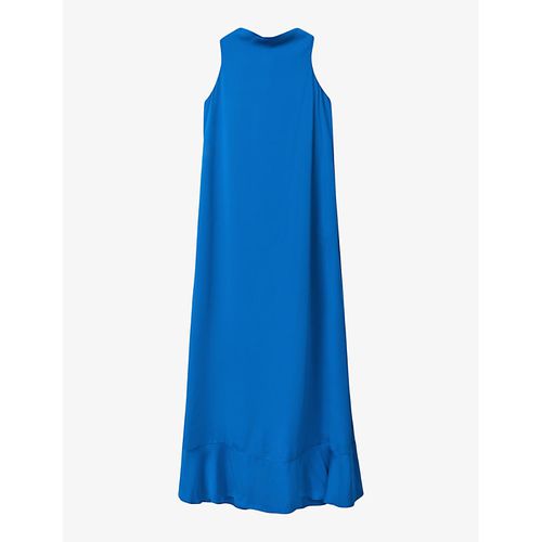 Womens Cobalt Blue Dina Cowl-neck Satin Maxi Dress