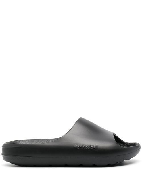 Side engraved-logo slides - Black