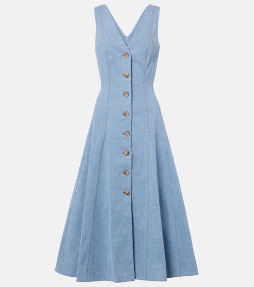 Lou pleated denim midi dress