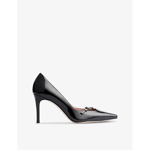 Womens Bla-black Larna Strap-embellished Heeled Patent-leather Courts