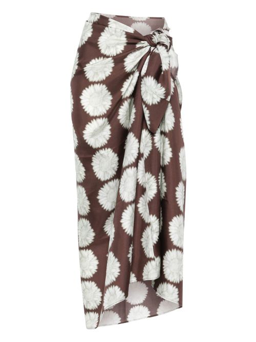 Sunflower-print sarong - Brown