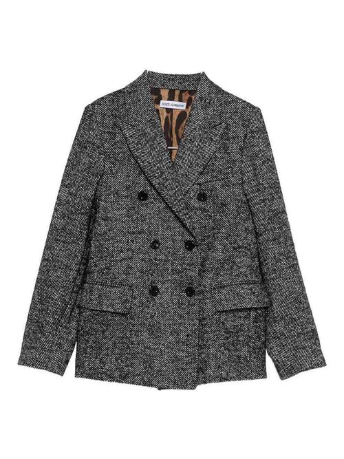 Double-breasted herringbone blazer