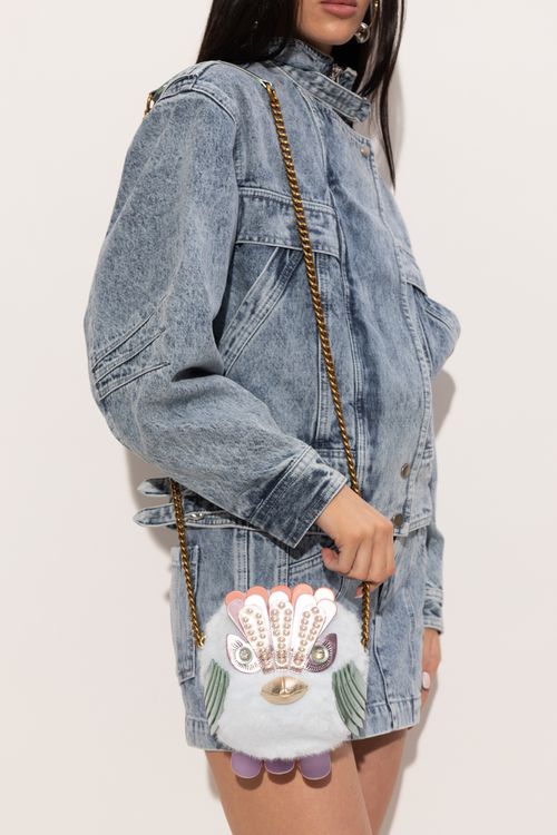 Shoulder Bag ‘Pom Pom Eagle’, Women's, Light Blue