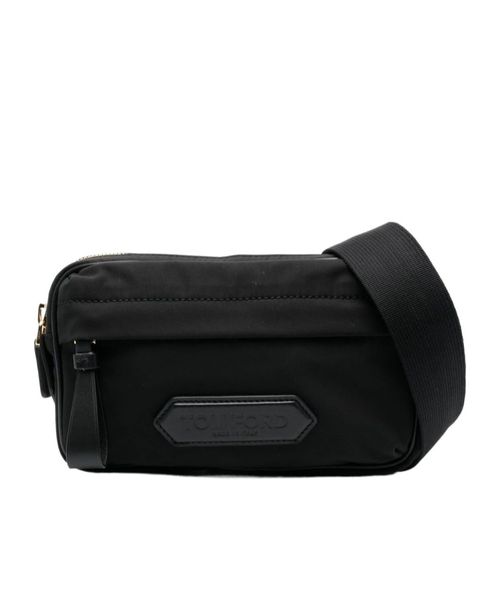 Logo-patch leather belt bag