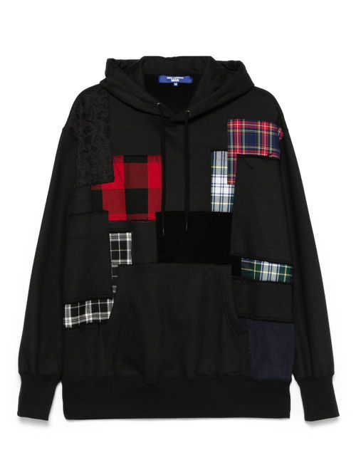 Junya Watanabe MAN patchwork-detail hoodie - Black