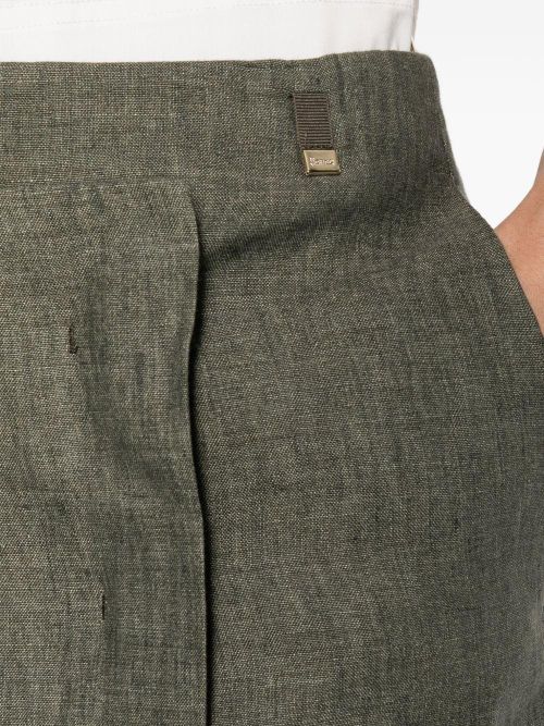 Yarn-Dyed Linen Skirt — Green