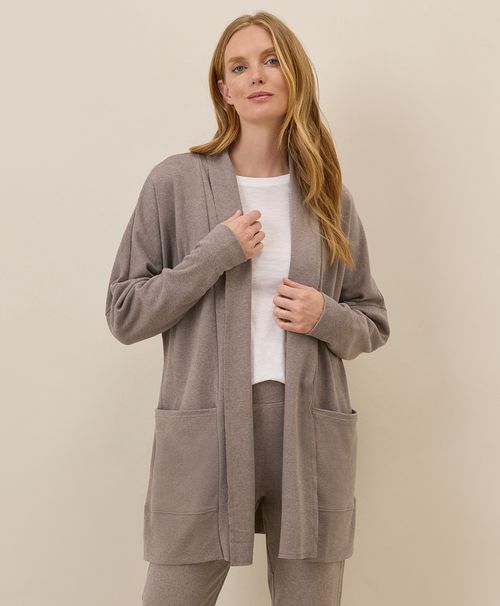 Women's Deep Taupe Heather Airplane Wrap Cardigan SX