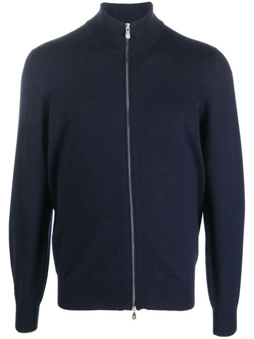 Fine-Knit Cashmere Cardigan — Navy