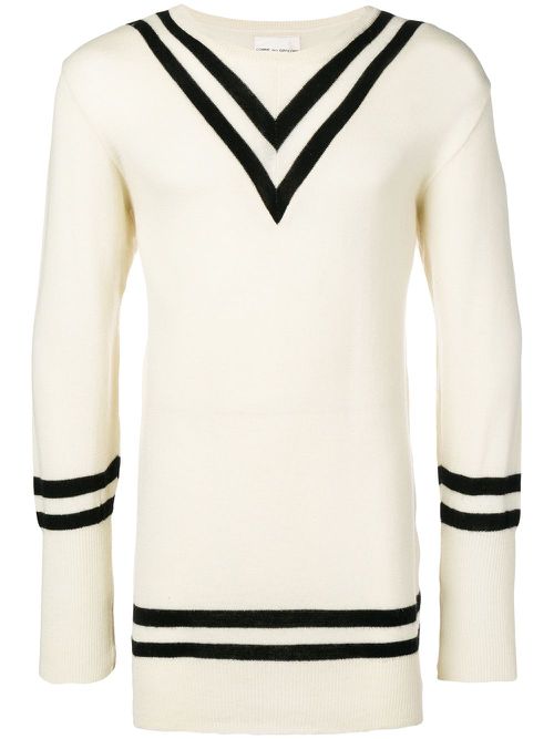 Stripe-detail wool jumper - White