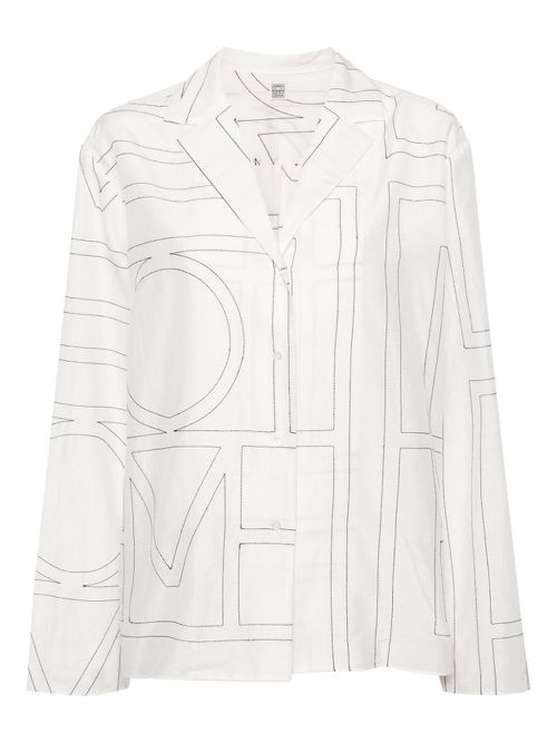Monogram-embroidered sleep shirt - White