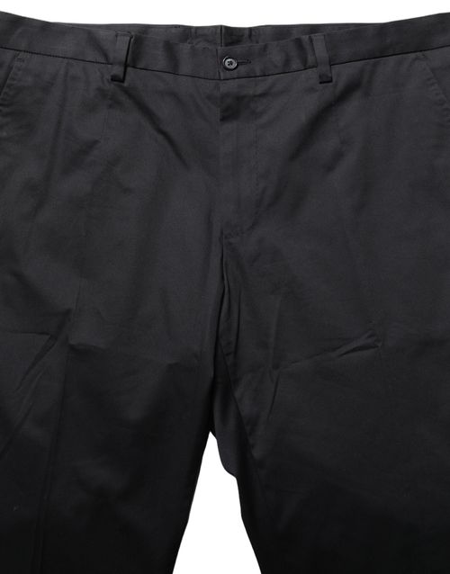Cotton Tapered-Leg Dress Trousers — Black