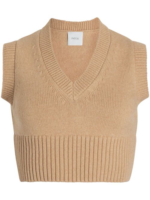 V-neck wool-blend vest - Neutrals