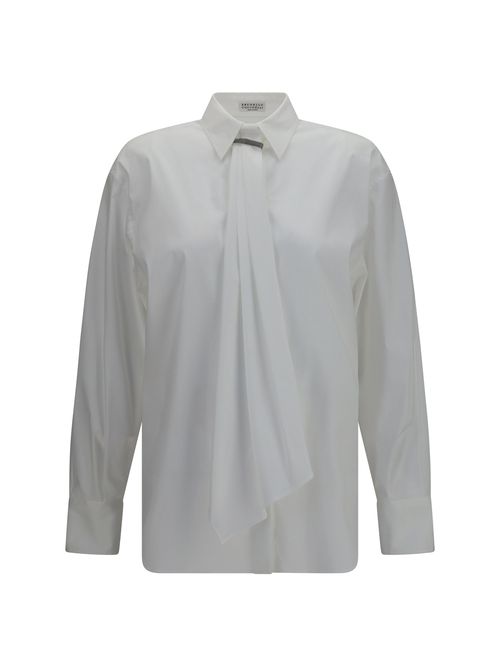 Monili-Embellished Cotton Shirt — White