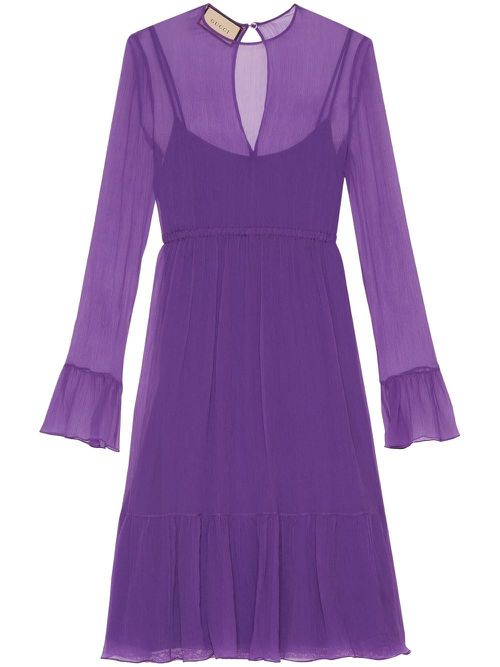 Silk chiffon midi dress - Purple