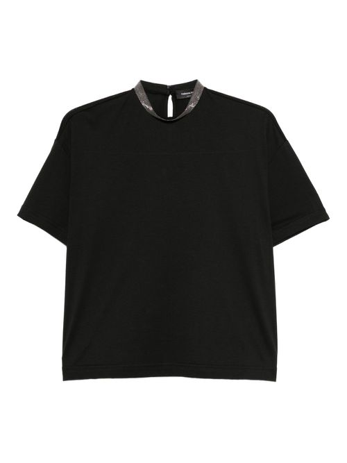 Embellished-neckline top - Black