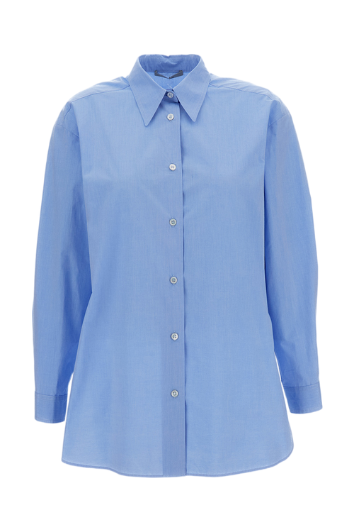 Light Blue Cotton Shirt with Pointed Collar