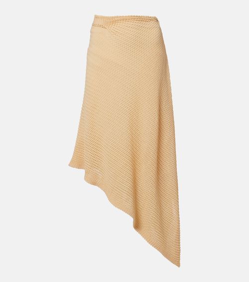 Knitted asymmetric cotton-blend midi skirt