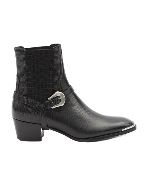WESTERN CHELSEA ISAAC BOOT WITH HARNESS AND METAL TOE in TEJUS STAMPED CALFSKIN