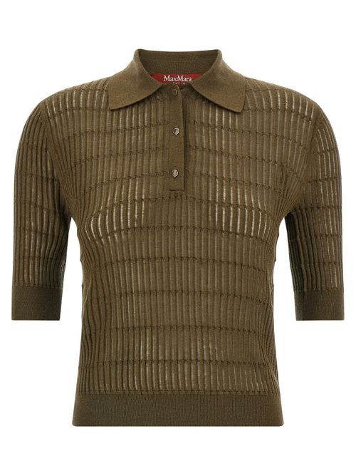 Silk and Wool Ribbed Polo Shirt — Green