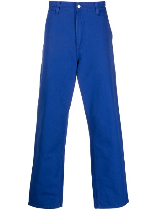 Straight-leg cotton trousers - Blue