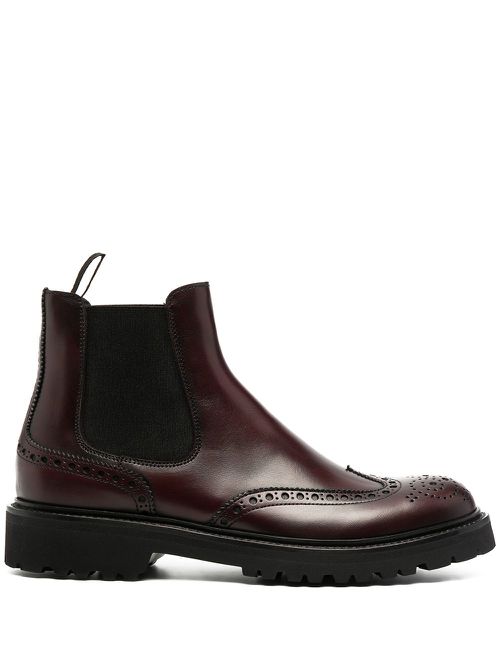 Brogue-detail ankle boots - Red