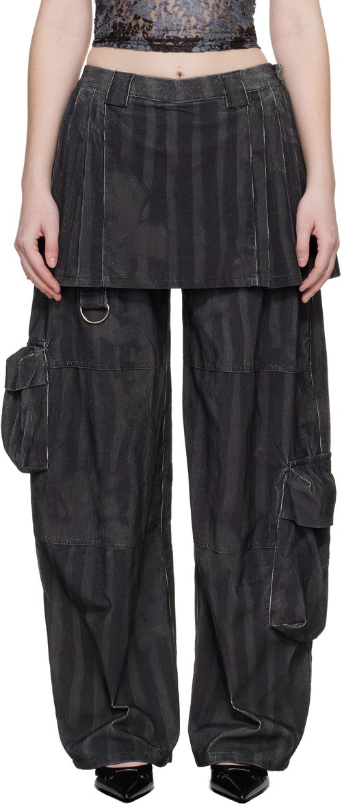 Black Lawn Skirt Cargo Pants