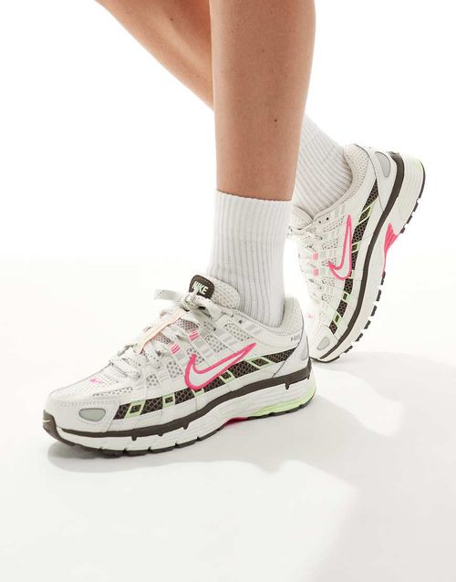 P-6000 sneakers in off white, pink and green
