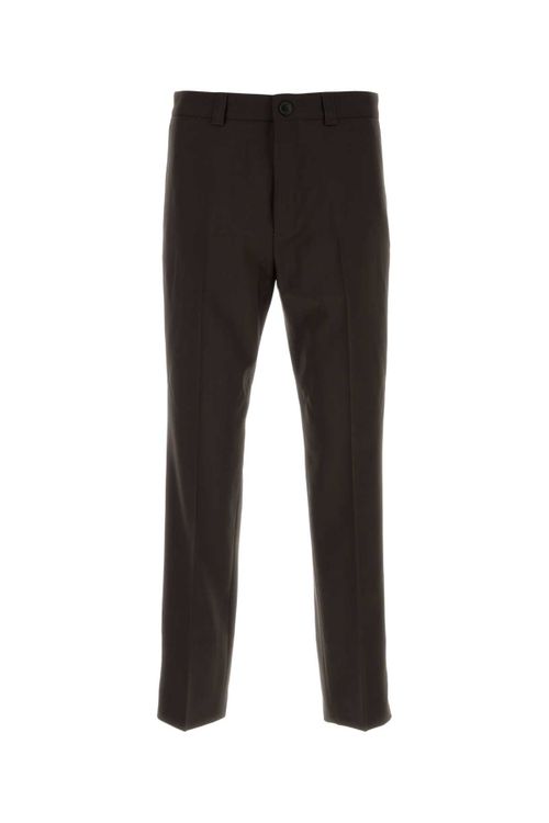 Wool Gabardine Trousers — Brown
