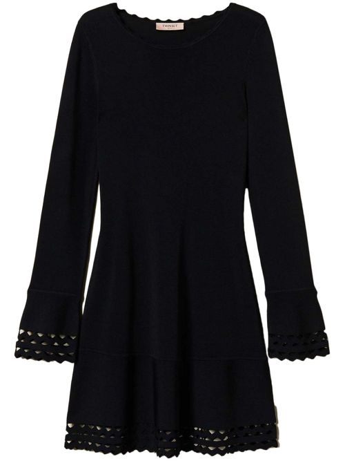 Scallop-trim dress - Black