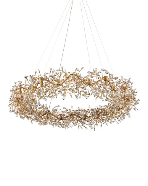 Clear Brass Chandelier from the Crystal Bud Collection