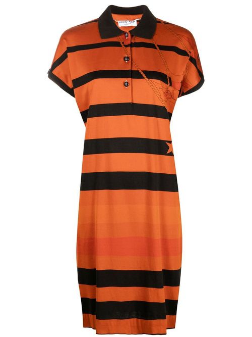 1980s striped polo dress - Orange