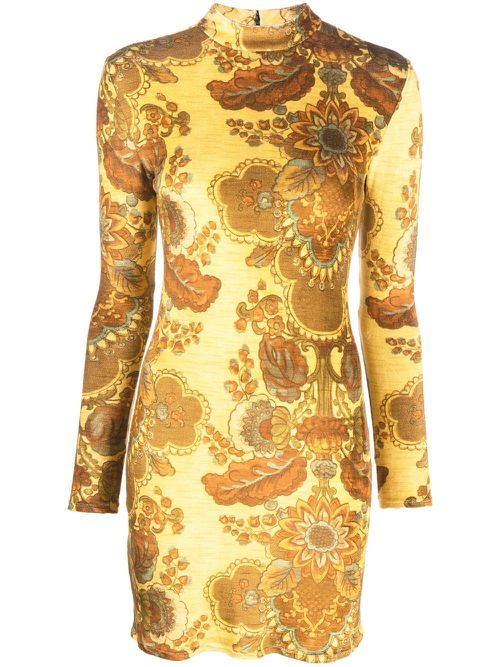 All-over graphic-print dress - Yellow