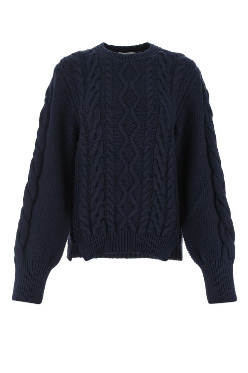 Cable-Knit Sweater — Navy