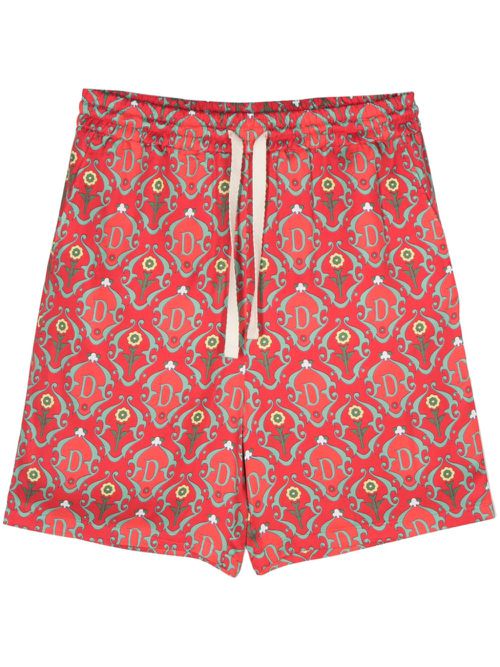 Graphic-print drawstring bermuda shortss - Red