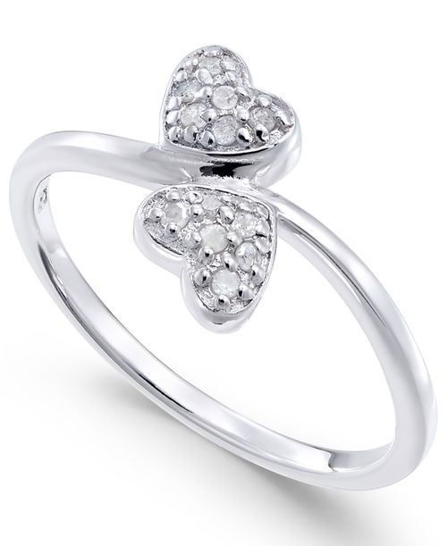 Diamond Double Heart Ring (1/10 ct. t.w) in Sterling Silver - Silver