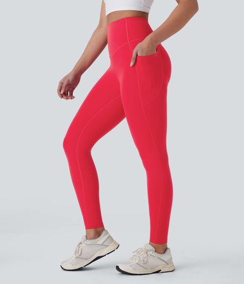 UltraSculpt™ SoCinched High Waisted Butt Lifting Tummy Control Pocket Shaping Workout Leggings  - Aura Orange