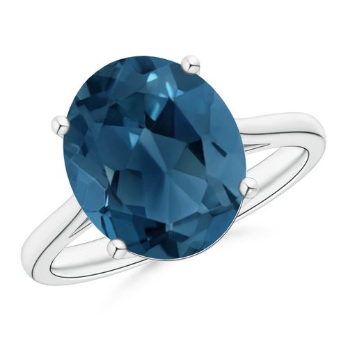 Angara 5.6 Carats Oval Solitaire London Blue Topaz Cocktail Ring in Platinum